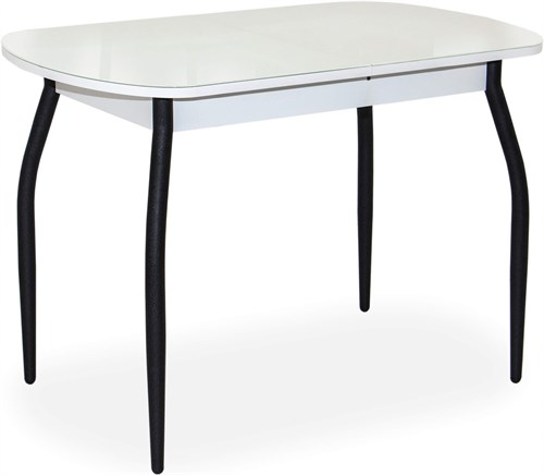 Стол кухонный Портофино Стекло белое/белый, ножки черные металл - фото 16048