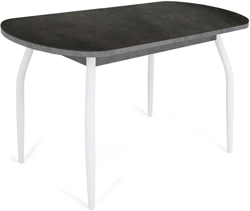 Стол с керамогранитом Портофино, Керамика Blend-Nero/серый камень, ножки белые металл - фото 16121