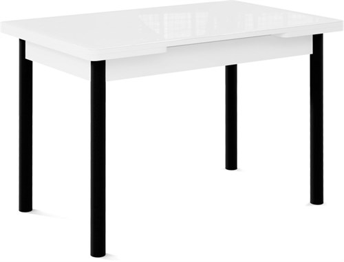Стол со стеклом Милан EVO, Стекло белое/белый, ножки черные металл - фото 16216