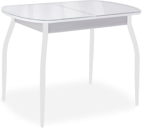 Стол кухонный Касабланка-1 EVO, Стекло белое/ эко-кожа (К48)/ белый, ножки белые металл - фото 32552