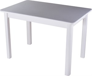 Столы с камнем Румба ПР-1 КМ 07 БЛ 04 БЛ, искусственный камень серого цвета с белыми вкраплениями/белый