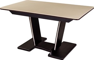 Обеденный стол с камнем Румба ПР-2 с центральной ножкой 06/ВН 03-2 ВН, венге/камень песочного цвета