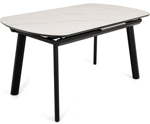Обеденный стол Шамони, Белый мрамор, ножки черные