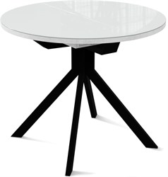 Стол со стеклом Атланта (круглый), Стекло cristal/белый цемент, ножки черные металл