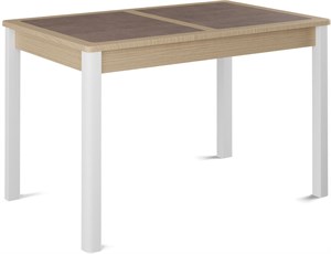 Стол с плиткой Ницца ПЛ, Плитка коричневая/белёный дуб, ножки белые металл