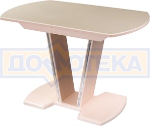 Стол с камнем - Румба ПО-1 КМ 06 МД 03-1 МД, молочный дуб, камень песочного цвета