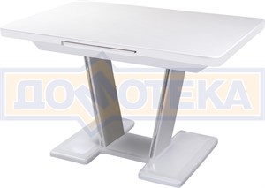 Обеденный стол с камнем Реал ПР-1 КМ 04 БЛ 03-1 БЛ, белый/камень белого цвета